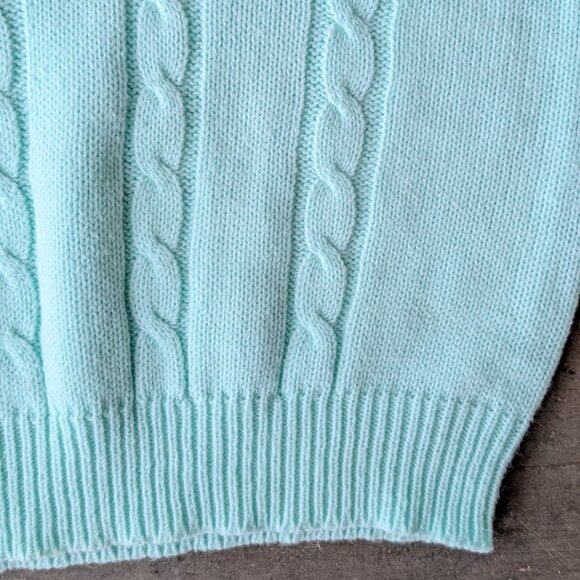 Vintage Monarch Knits Pastel Mint V-Neck Cable Knit Sweater Vest size 42 - Picture 4 of 7